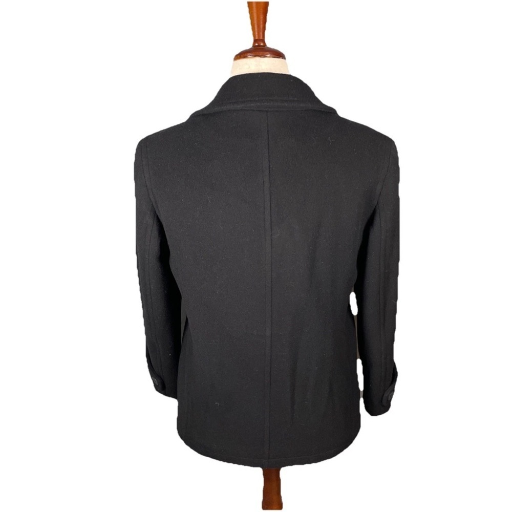 LL Bean Double Breasted Lambswool Peacoat Women’s Size 10 Petite Black Classic - Picture 3 of 8